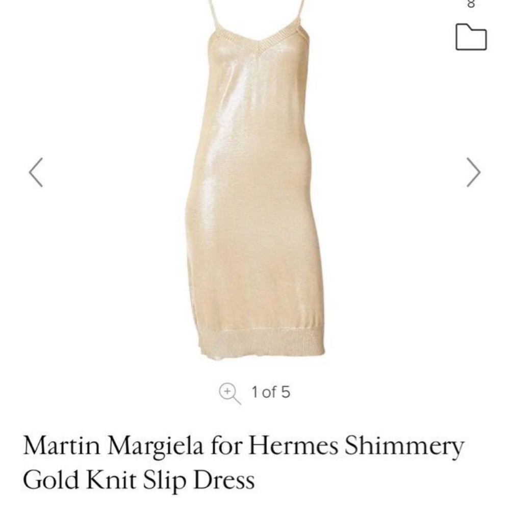 Hermes by Maison Margiela Gold Spaghetti Strap Mini Slip Dress 100% silk
